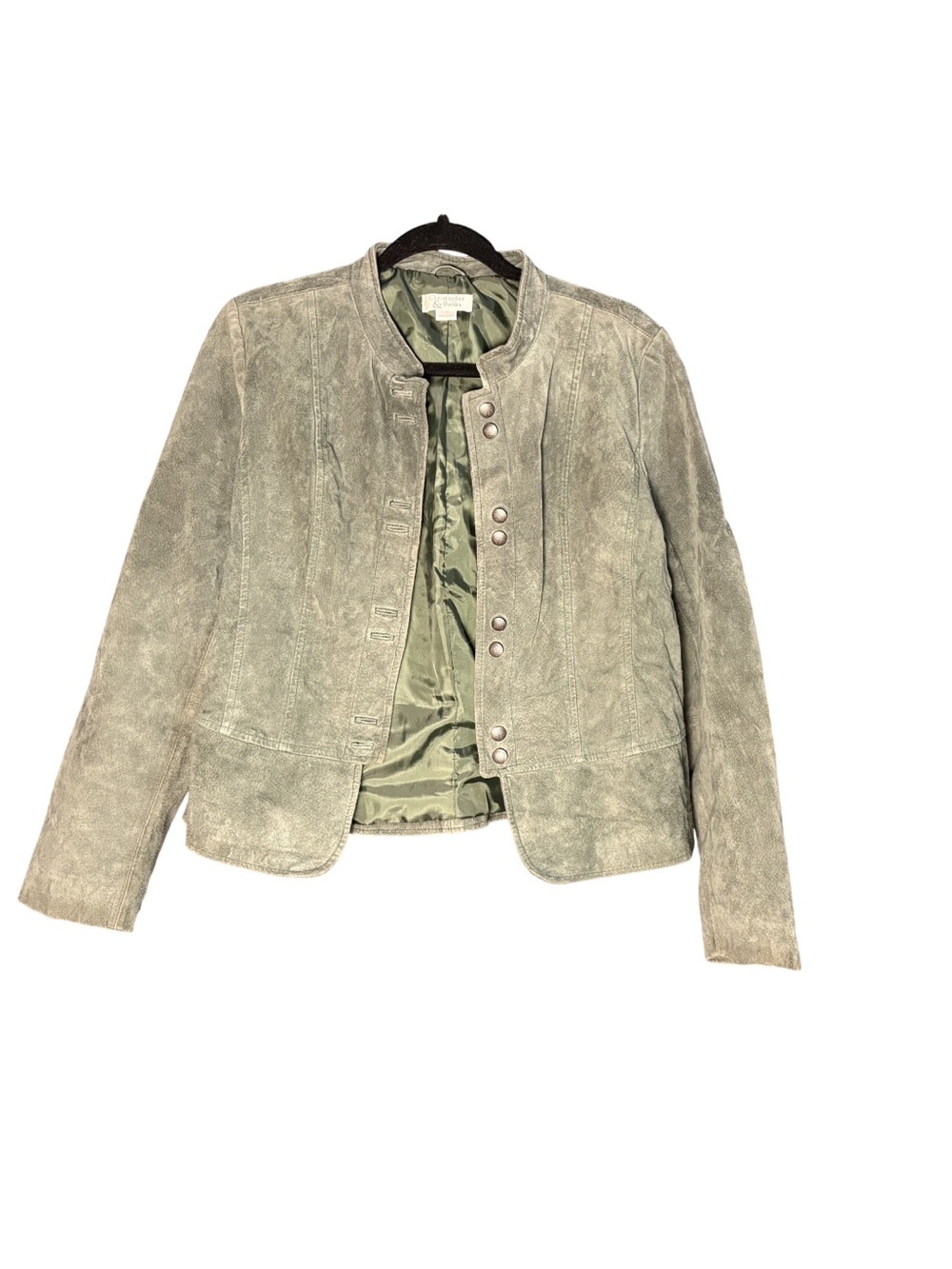 Christopher & Banks Olive Green Suede Snap Jacket